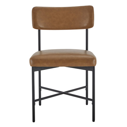 CHITA LIVING-Lovy Dining Chair (Set of 2)-Dining Chairs-Faux Leather-Saddle Brown-