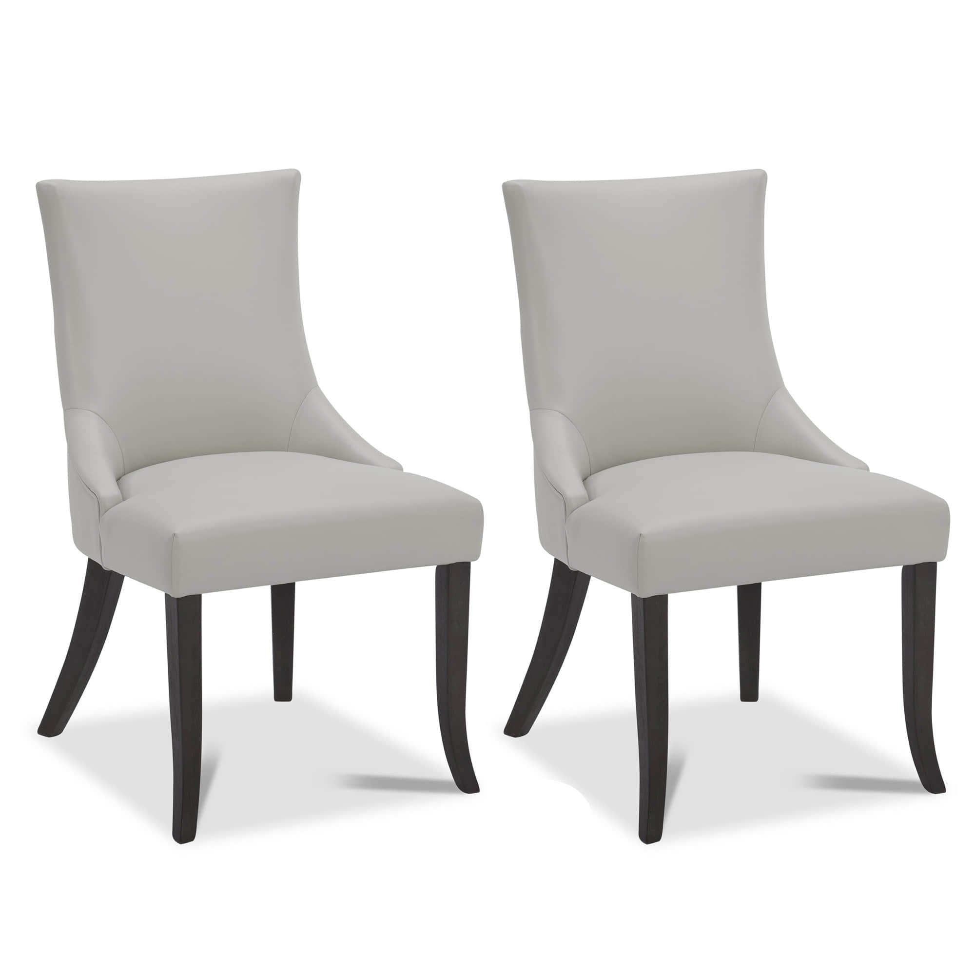 CHITA LIVING-Mia Romantic Dining Chair (Set of 2)-Dining Chairs-Faux Leather-Light Gray-