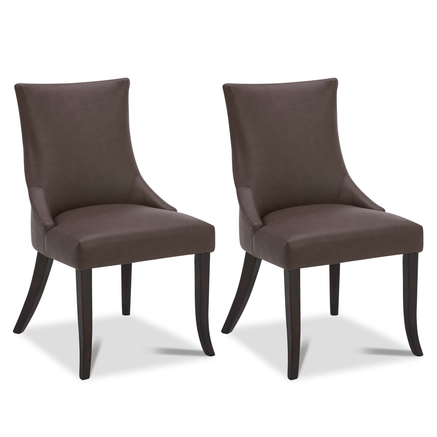 CHITA LIVING-Mia Romantic Dining Chair (Set of 2)-Dining Chairs-Faux Leather-Chocolate-