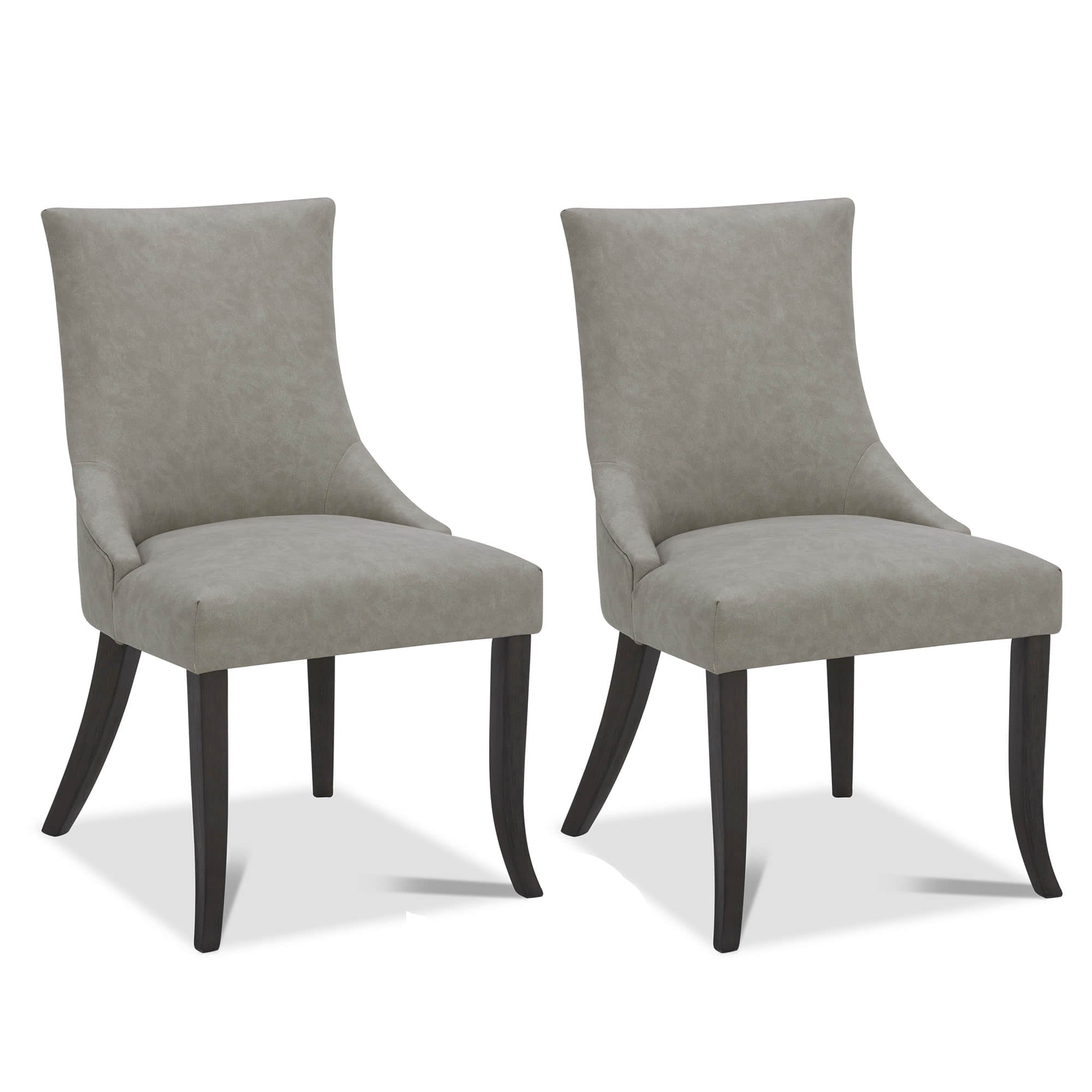 CHITA LIVING-Mia Romantic Dining Chair (Set of 2)-Dining Chairs-Faux Leather-Stone Gray-