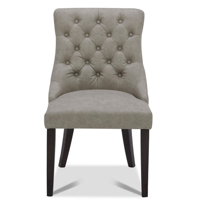 CHITA LIVING-Morgan Prime Tufted Dining Chair (Set of 2)-Dining Chairs-Faux Leather-Stone Gray-