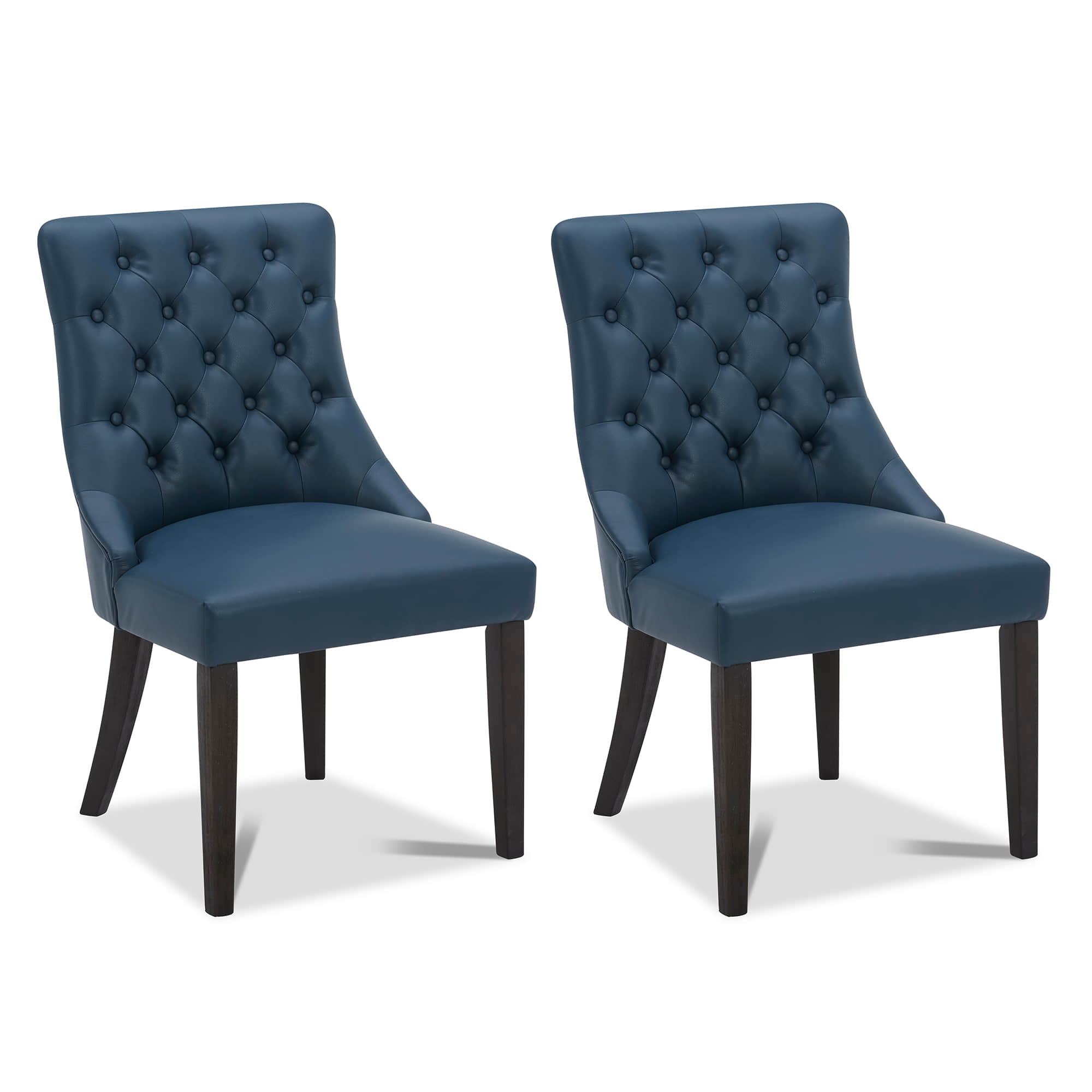 Blue tufted dining discount chairs