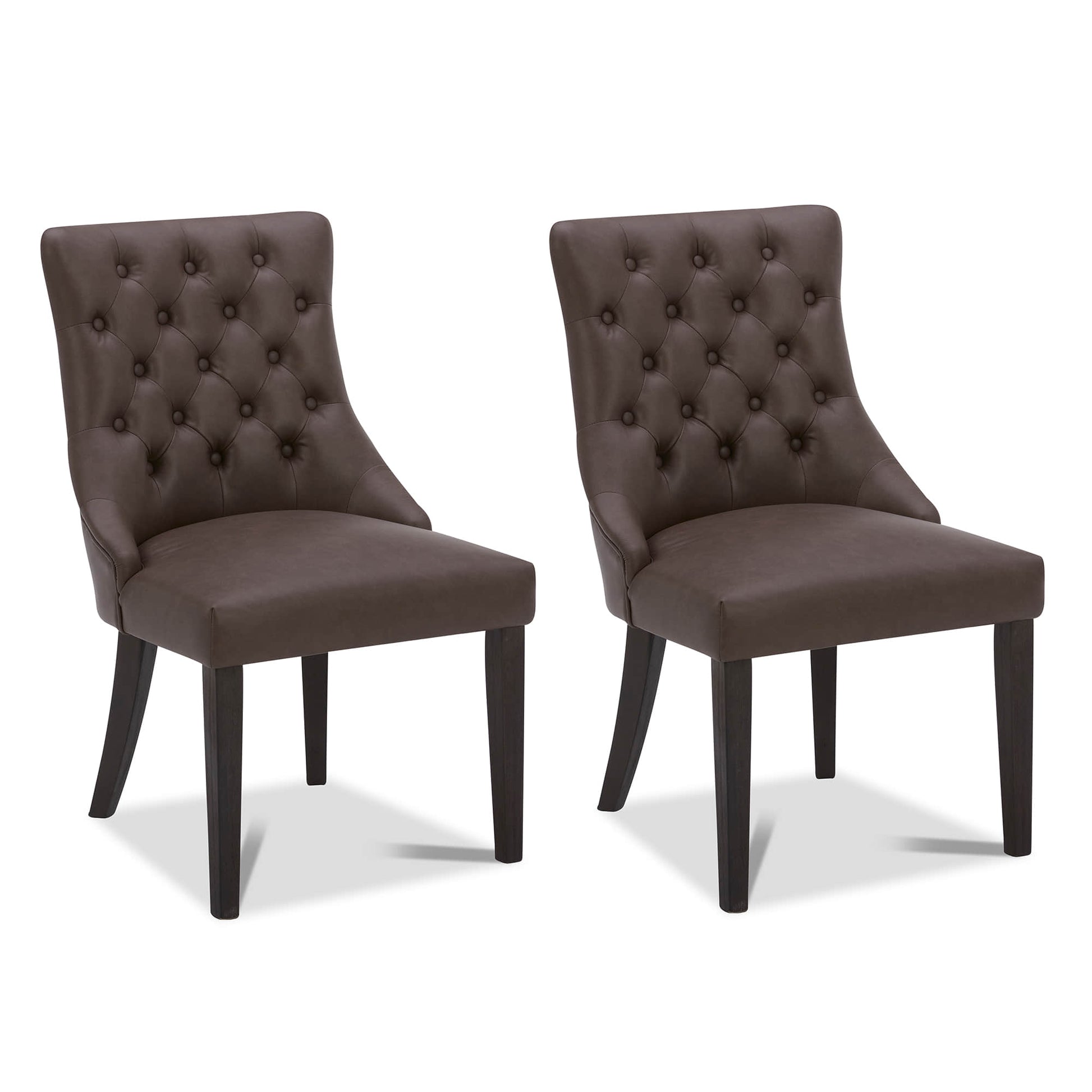 CHITA LIVING-Morgan Prime Tufted Dining Chair (Set of 2)-Dining Chairs-Faux Leather-Chocolate-
