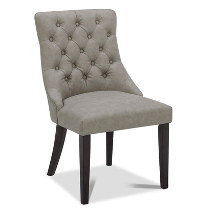 CHITA LIVING-Morgan Prime Tufted Dining Chair (Set of 2)-Dining Chairs-Faux Leather-Stone Gray-