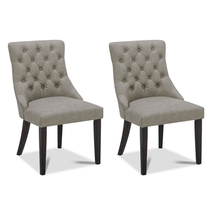 CHITA LIVING-Morgan Prime Tufted Dining Chair (Set of 2)-Dining Chairs-Faux Leather-Stone Gray-