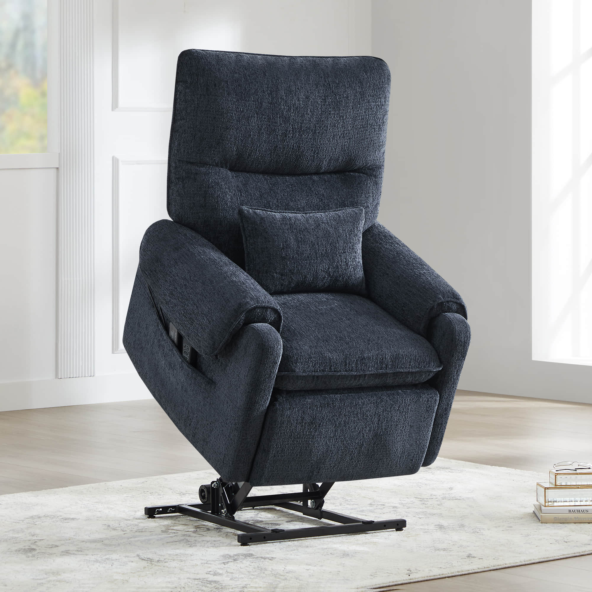 CHITA LIVING-Coro Power Lift Chair Recliner For Elderly-Lift Chair-Chenille Fabric-Navy-