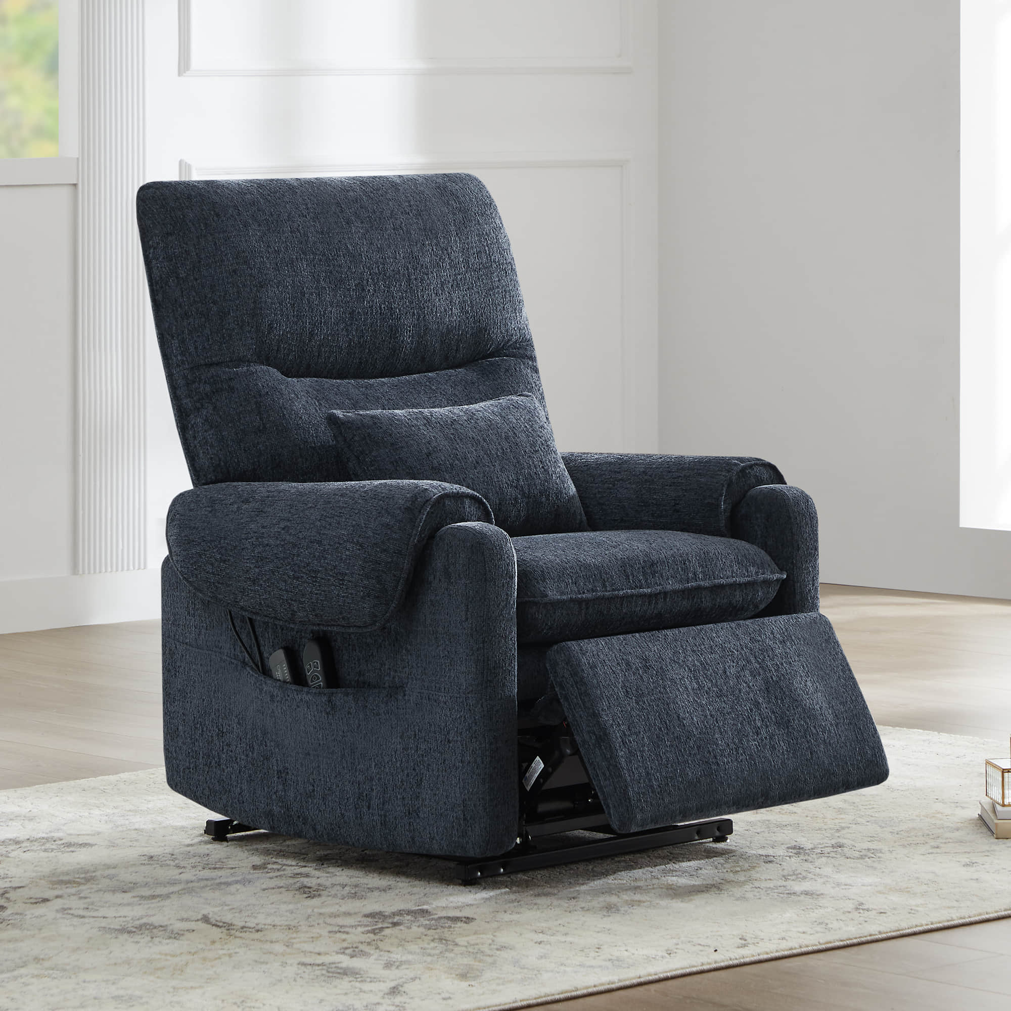 CHITA LIVING-Coro Power Lift Chair Recliner For Elderly-Lift Chair-Chenille Fabric-Navy-