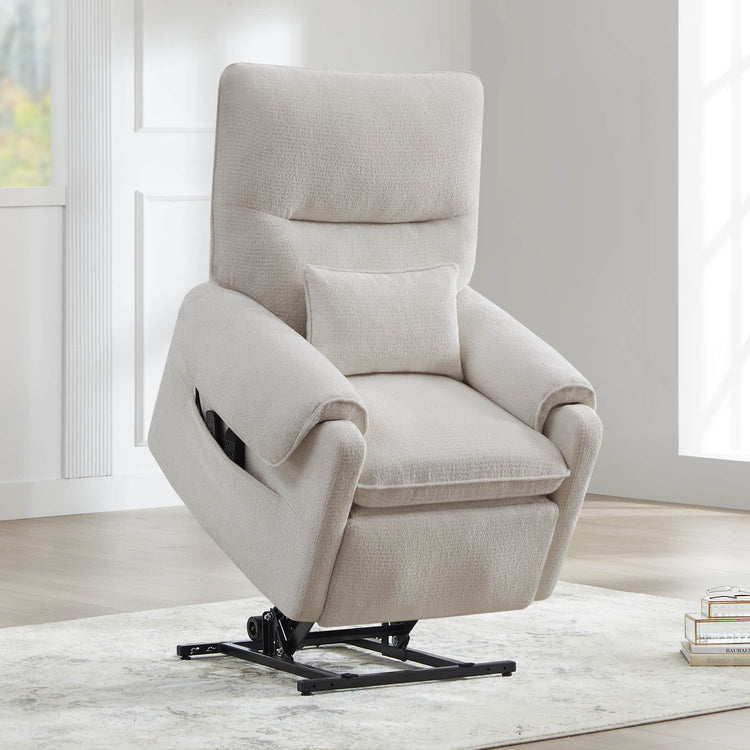 CHITA LIVING-Coro Power Lift Chair Recliner For Elderly-Lift Chair-Chenille Fabric-Cream-