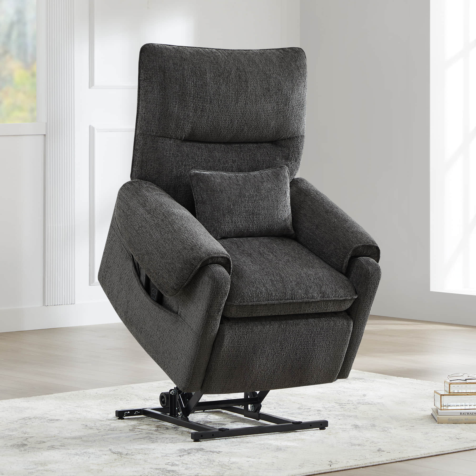 CHITA LIVING-Coro Power Lift Chair Recliner For Elderly-Lift Chair-Chenille Fabric-Grey-