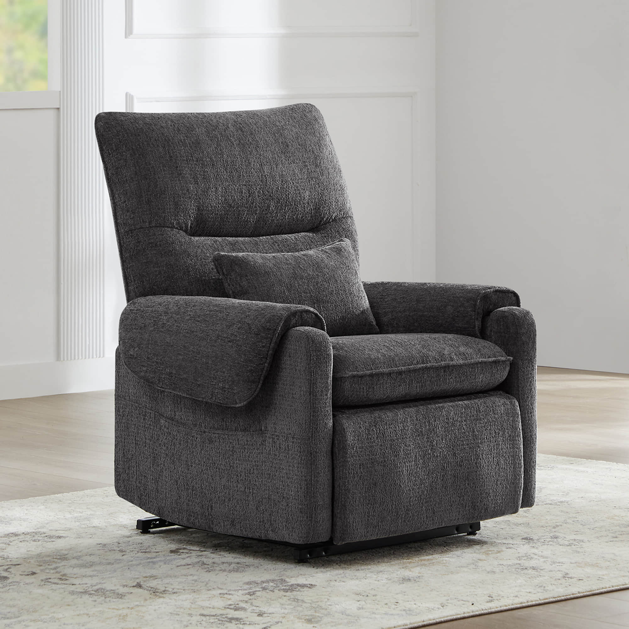 CHITA LIVING-Coro Power Lift Chair Recliner For Elderly-Lift Chair-Chenille Fabric-Grey-