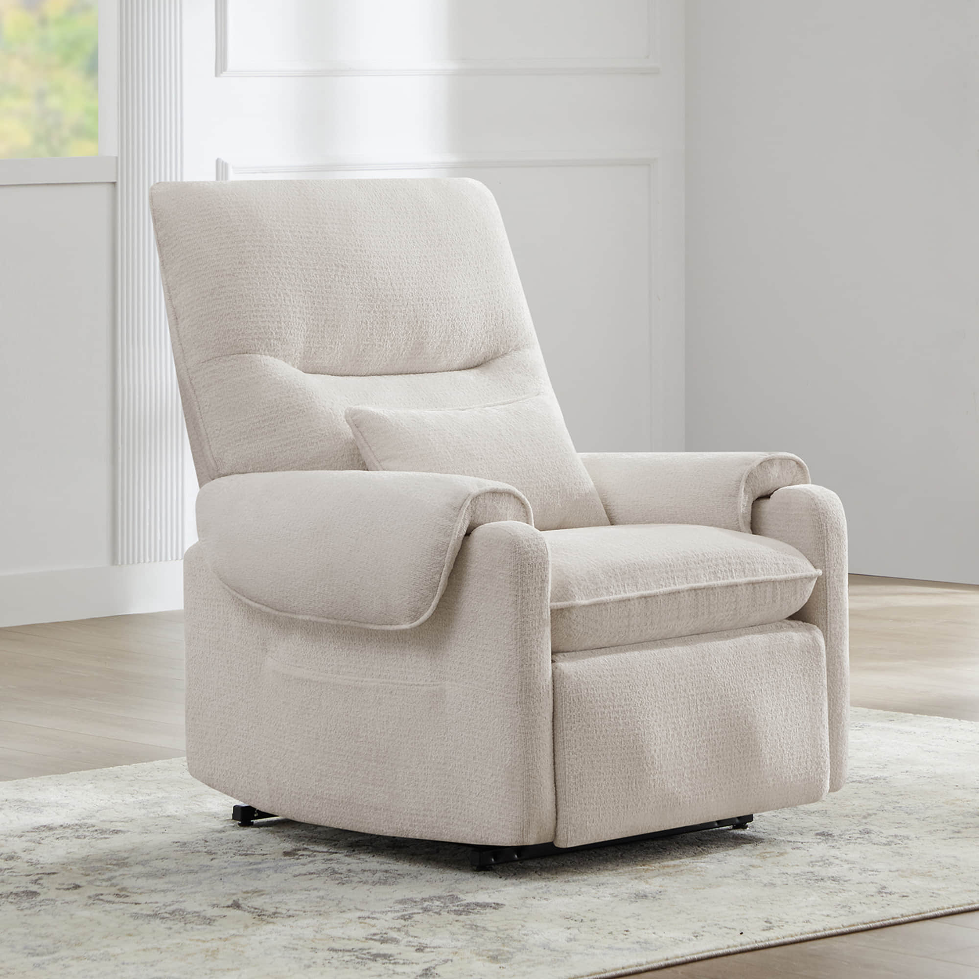 CHITA LIVING-Coro Power Lift Chair Recliner For Elderly-Lift Chair-Chenille Fabric-Cream-