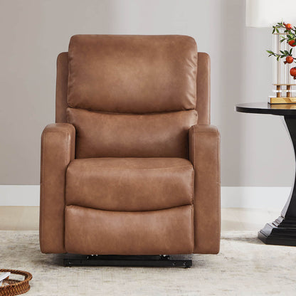 CHITA LIVING-Finley Power Lift Chair Recliner For Elderly-Lift Chair-Faux Leather-Saddle Brown-