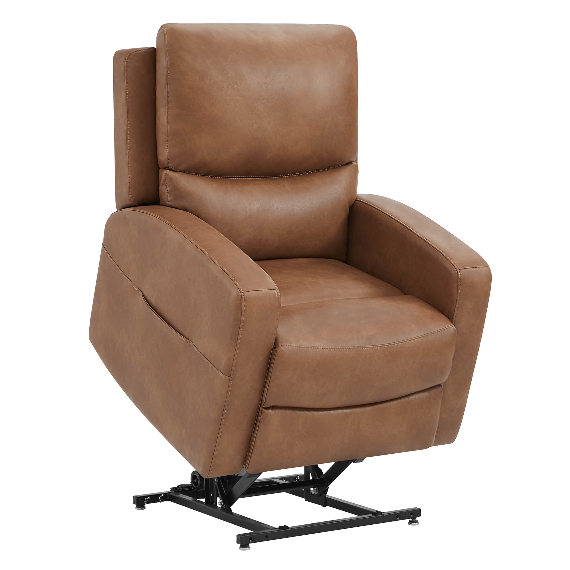 CHITA LIVING-Finley Power Lift Chair Recliner For Elderly-Lift Chair-Faux Leather-Saddle Brown-