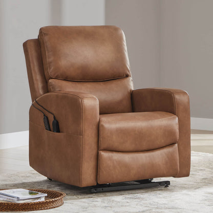 CHITA LIVING-Finley Power Lift Chair Recliner For Elderly-Lift Chair-Faux Leather-Saddle Brown-