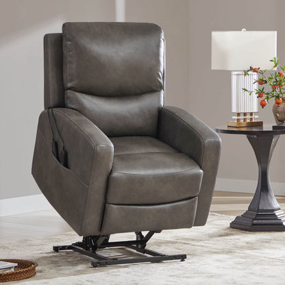 CHITA LIVING-Finley Power Lift Chair Recliner For Elderly-Lift Chair-Faux Leather-Dark Grey-