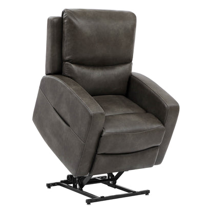 CHITA LIVING-Finley Power Lift Chair Recliner For Elderly-Lift Chair-Faux Leather-Dark Grey-