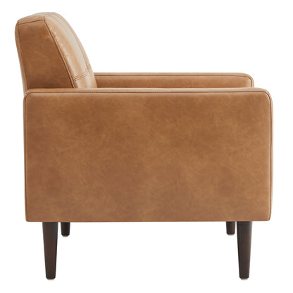 CHITA LIVING-Lucas Mid-Century Accent Chair--Faux Leather-Cognac Brown-