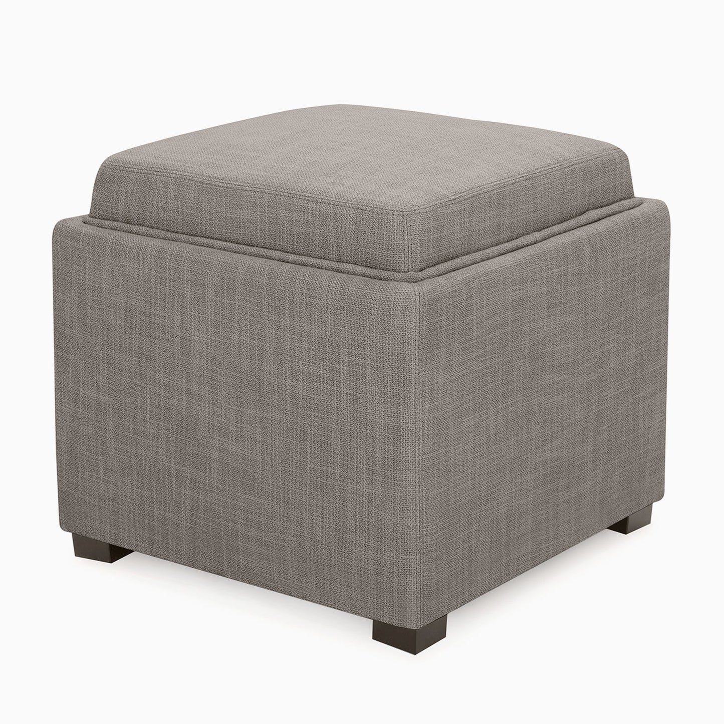 CHITA LIVING-Cube Storage Ottoman - Fabric & Leather-Ottoman-Fabric-Flint Gray-