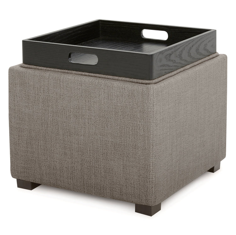 CHITA LIVING-Cube Storage Ottoman - Fabric & Leather-Ottoman-Fabric-Flint Gray-