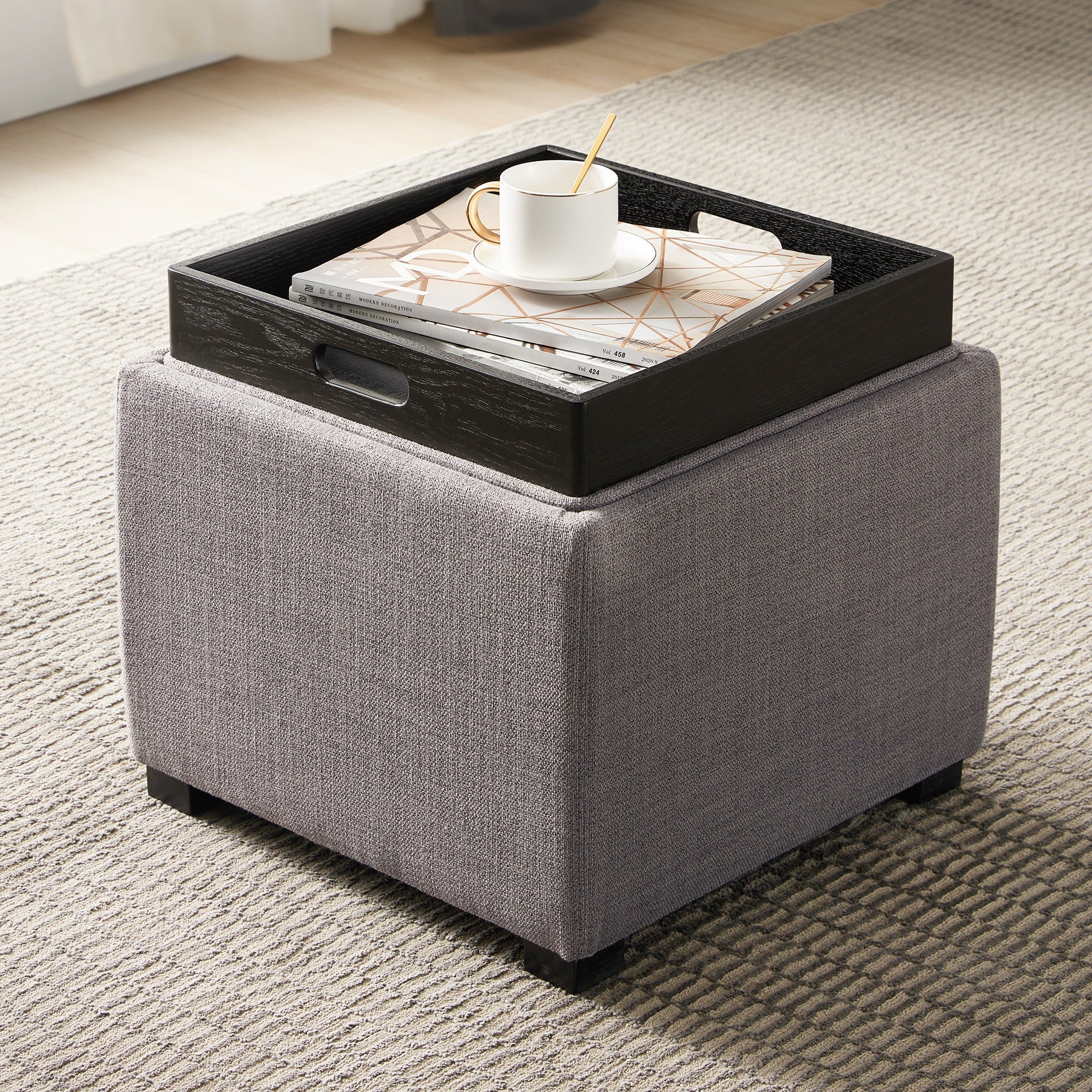 Gray deals leather ottoman