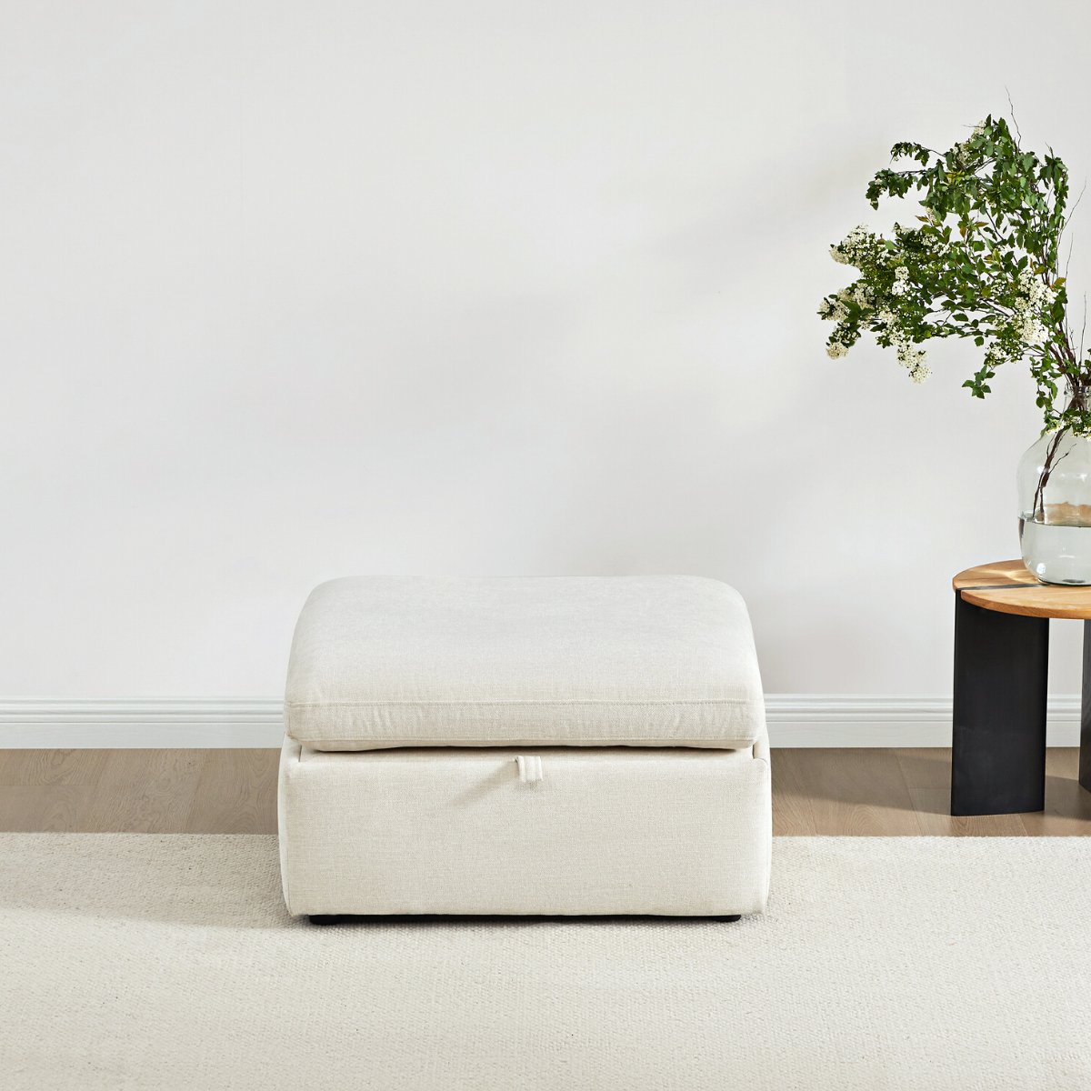 CHITA LIVING-Delaney Ottoman-Ottoman-Fabric-Linen-