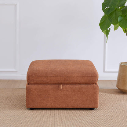 CHITA LIVING-Delaney Ottoman-Ottoman-Fabric-Terracotta-