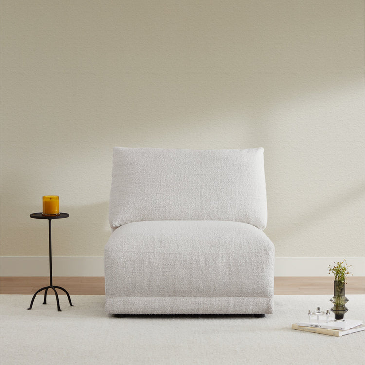 CHITA LIVING-Josie Performance Boucle Ottoman / Armless Chair-Ottoman-Performance Fabric-Armless Chair-Pearl