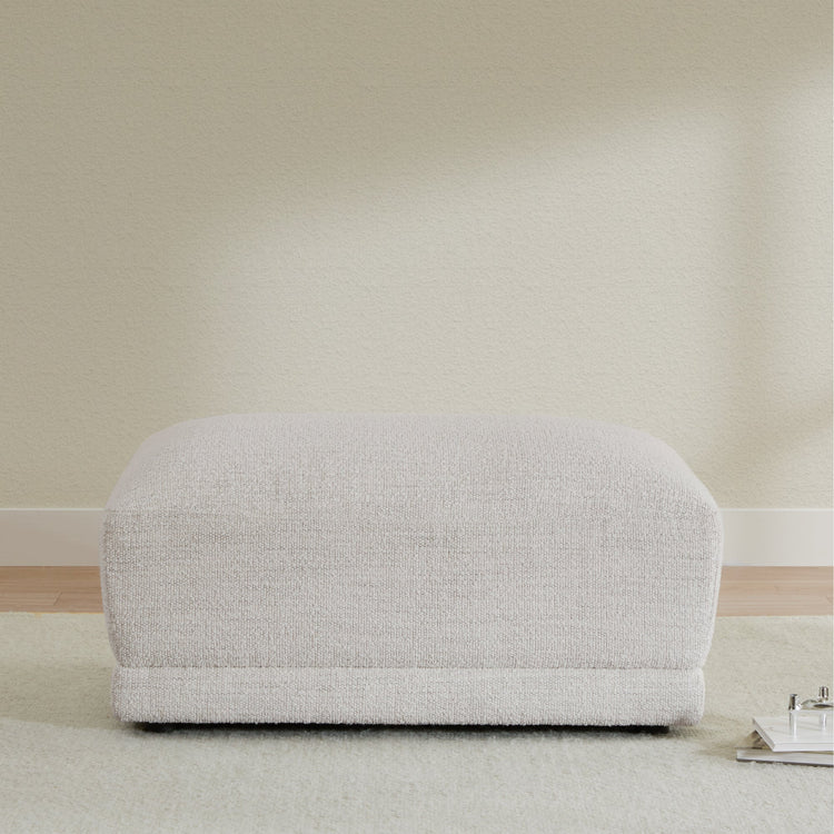 CHITA LIVING-Josie Performance Boucle Ottoman / Armless Chair-Ottoman-Performance Fabric-Armless Chair-Pearl