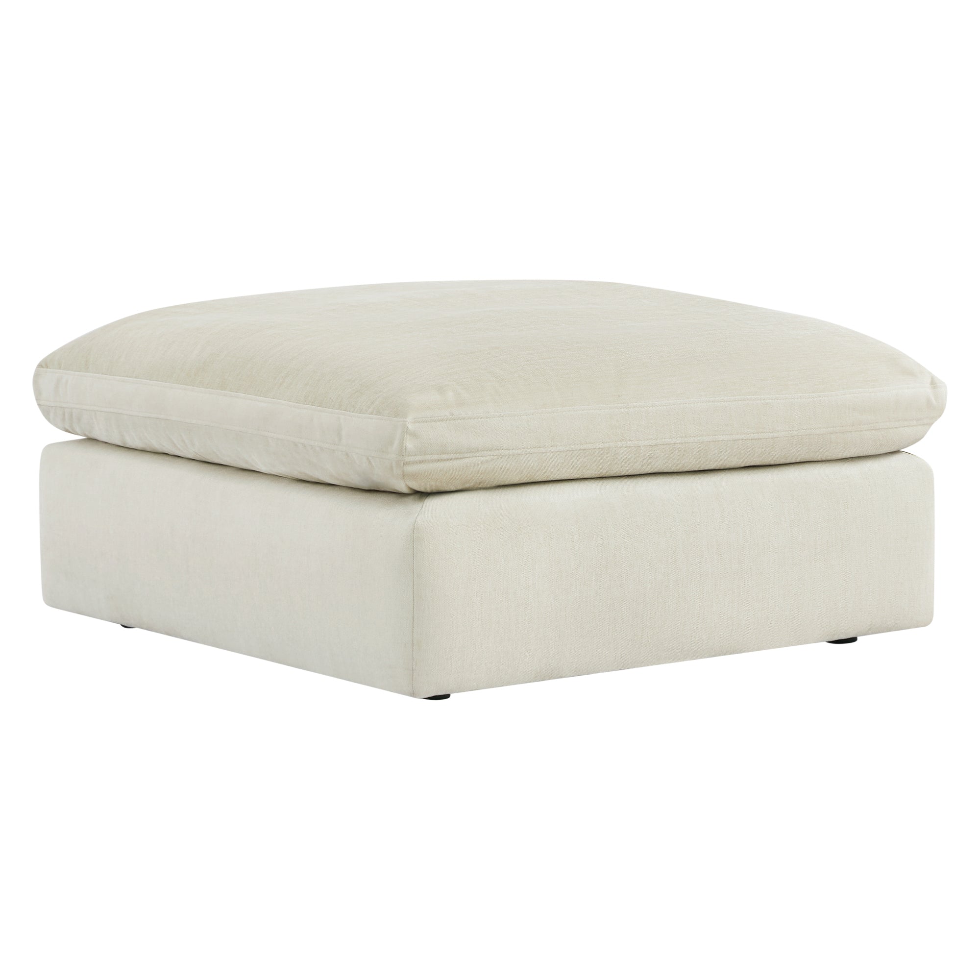 Kenna Ottoman in beige fabric. Part of the modular sofa collection. Modern, comfortable living room furniture.