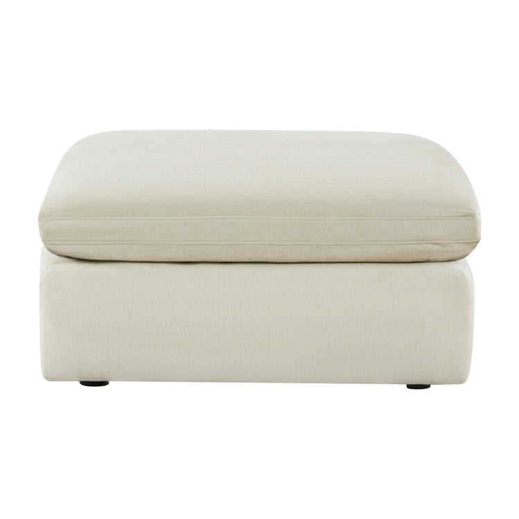 Kenna Ottoman in beige fabric. Part of the modular sofa collection. Modern, comfortable living room furniture.