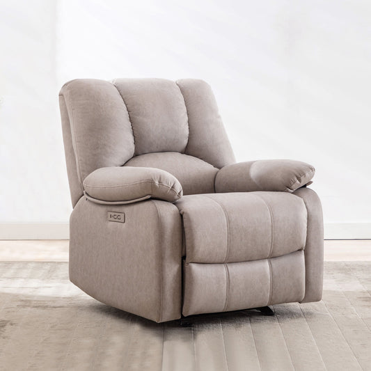 CHITA LIVING-Alora Power Glider Recliner with Lumbar Support-Recliners-Faux Leather-Cream-