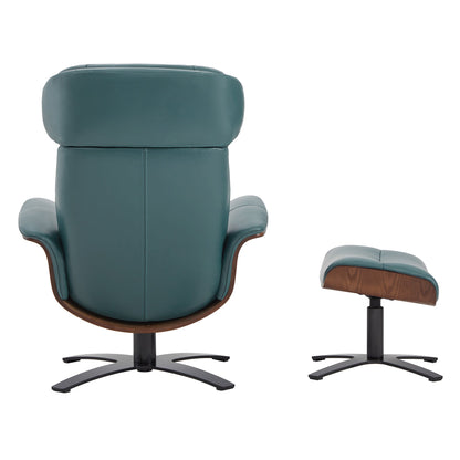 CHITA LIVING-Elvin Leather Recliner & Ottoman-Recliners-Genuine Top-grain Leather-Teal-