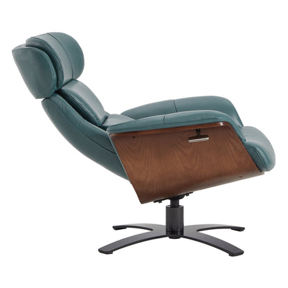 CHITA LIVING-Elvin Leather Recliner & Ottoman-Recliners-Genuine Top-grain Leather-Teal-