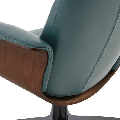 CHITA LIVING-Elvin Leather Recliner & Ottoman-Recliners-Genuine Top-grain Leather-Teal-