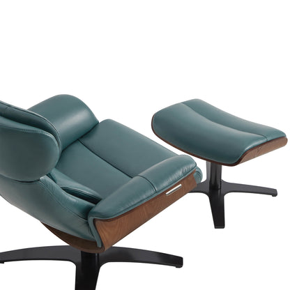 CHITA LIVING-Elvin Leather Recliner & Ottoman-Recliners-Genuine Top-grain Leather-Teal-