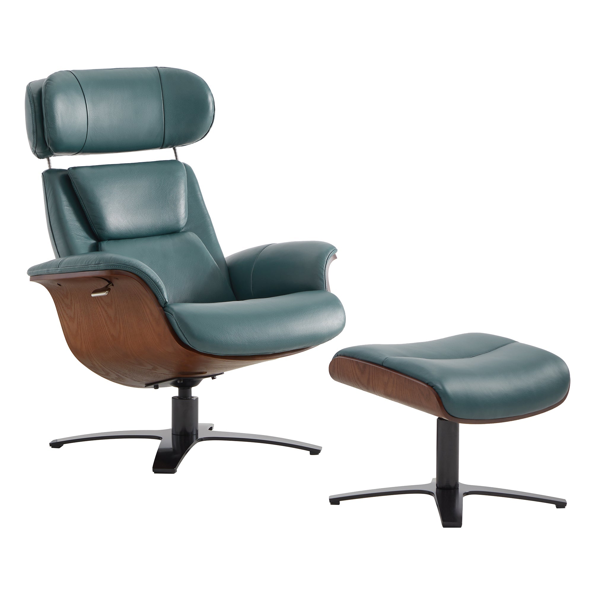 CHITA LIVING-Elvin Leather Recliner & Ottoman-Recliners-Genuine Top-grain Leather-Teal-