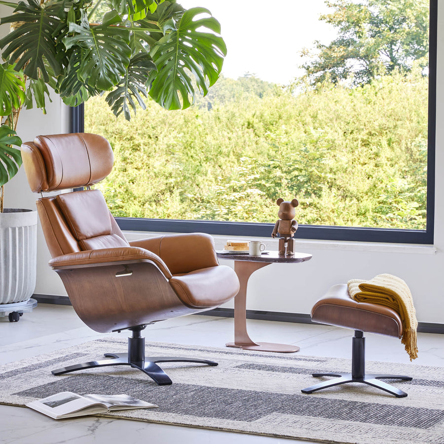 Elvin Modern Reclining Swivel Chair with Ottoman