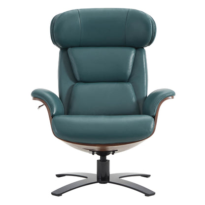 CHITA LIVING-Elvin Leather Recliner & Ottoman-Recliners-Genuine Top-grain Leather-Teal-