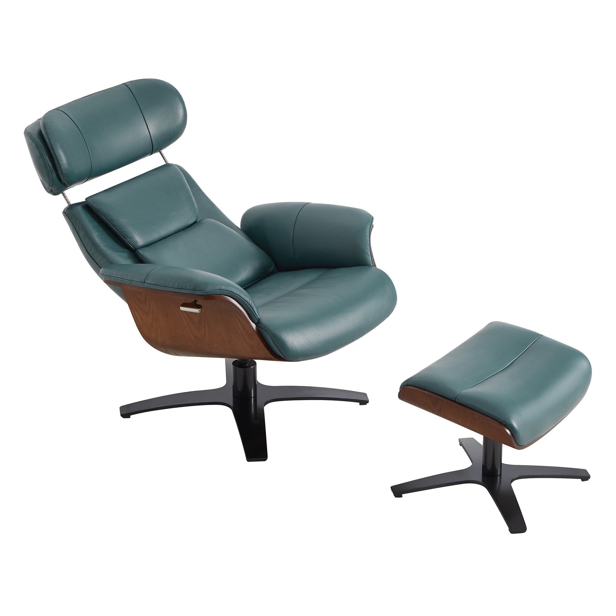 CHITA LIVING-Elvin Leather Recliner & Ottoman-Recliners-Genuine Top-grain Leather-Teal-