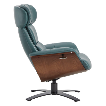 CHITA LIVING-Elvin Leather Recliner & Ottoman-Recliners-Genuine Top-grain Leather-Teal-