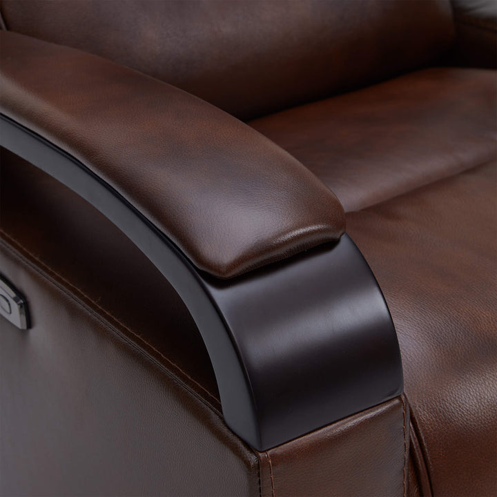 CHITA LIVING-Gentry Leather Power Swivel Glider Recliner with USB Charge-Recliners-Genuine Leather-Cognac-