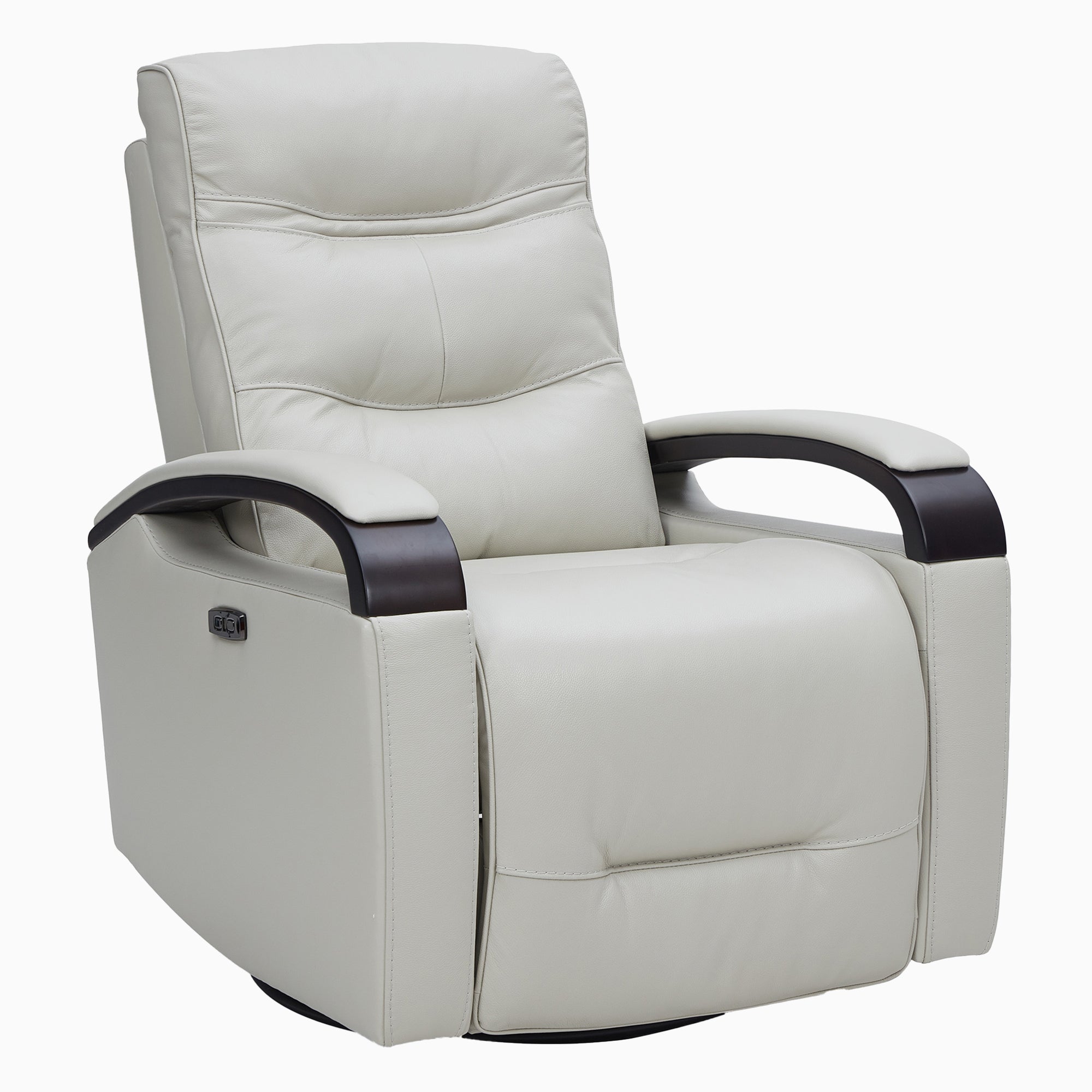 CHITA LIVING-Gentry Leather Power Swivel Glider Recliner with USB Charge-Recliners-Genuine Leather-Light Gray-