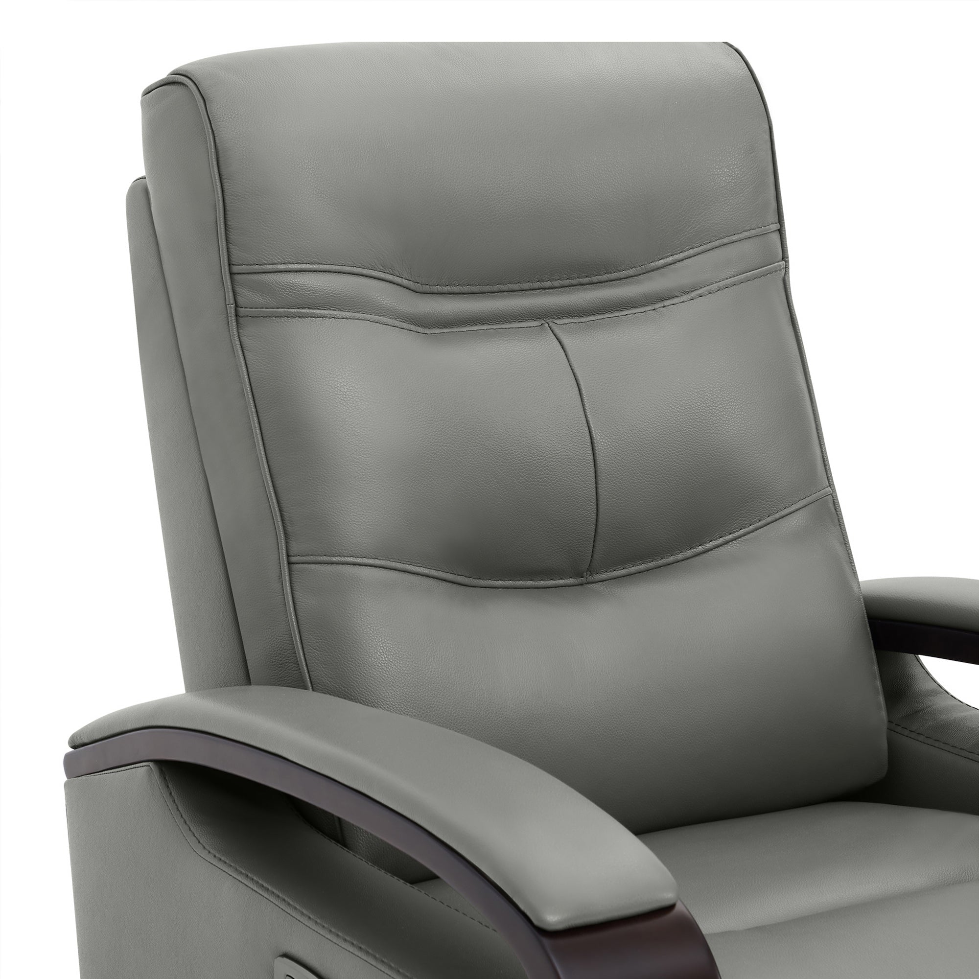 CHITA LIVING-Gentry Leather Power Swivel Glider Recliner with USB Charge-Recliners-Genuine Leather-Haze-