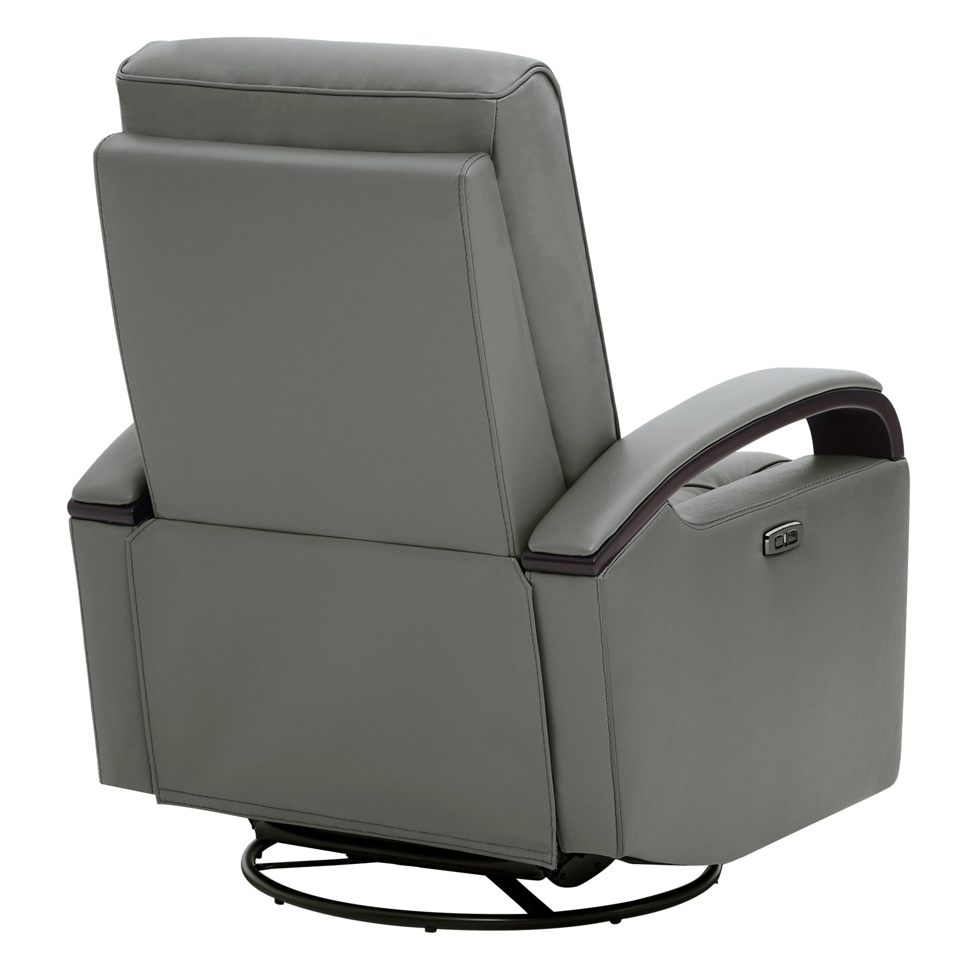 CHITA LIVING-Gentry Leather Power Swivel Glider Recliner with USB Charge-Recliners-Genuine Leather-Haze-