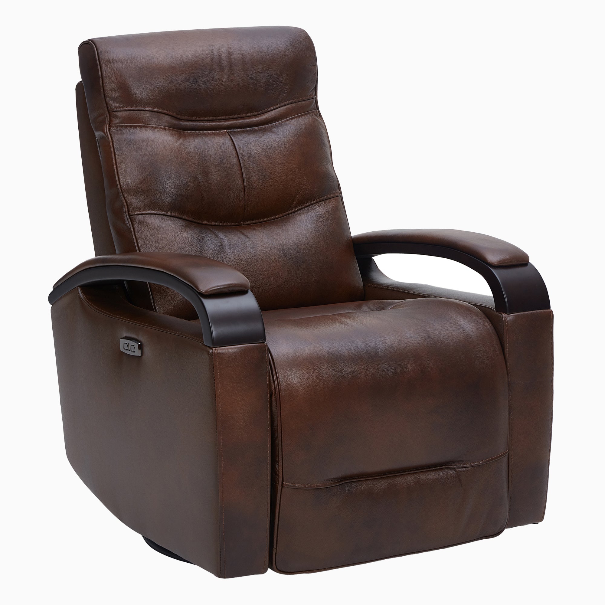 CHITA LIVING-Gentry Leather Power Swivel Glider Recliner with USB Charge-Recliners-Genuine Leather-Cognac-