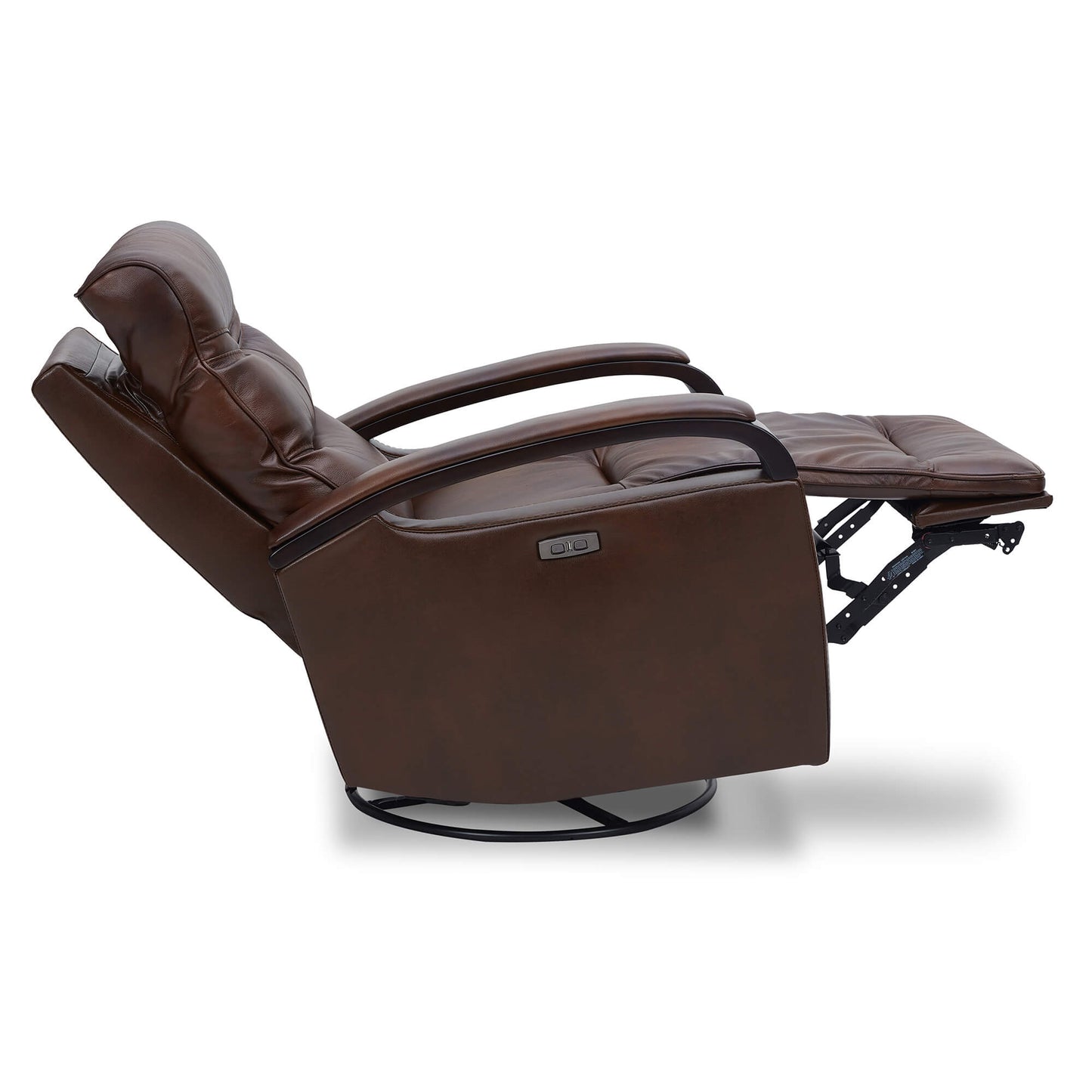 CHITA LIVING-Gentry Leather Power Swivel Glider Recliner with USB Charge-Recliners-Genuine Leather-Cognac-