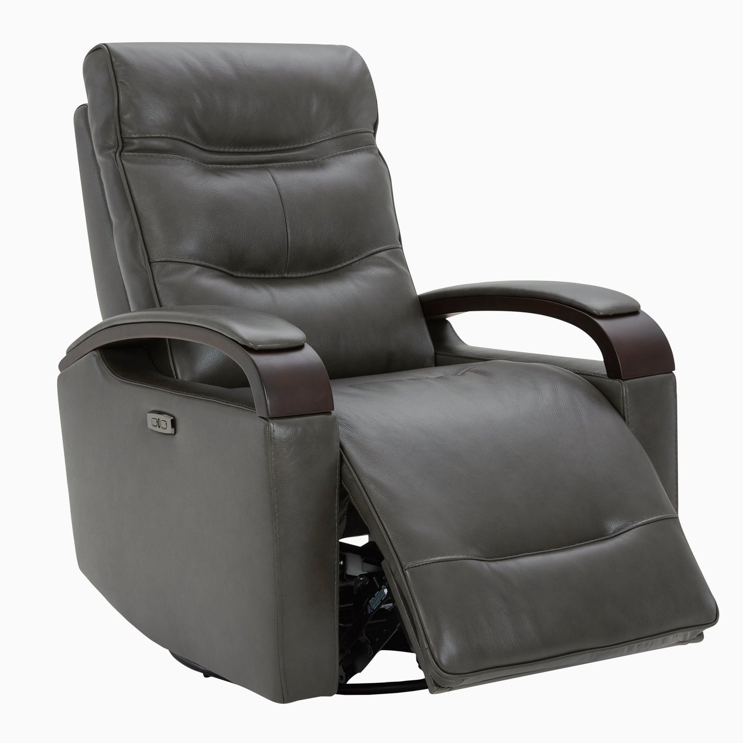 CHITA LIVING-Gentry Leather Power Swivel Glider Recliner with USB Charge-Recliners-Genuine Leather-Dark Gray-
