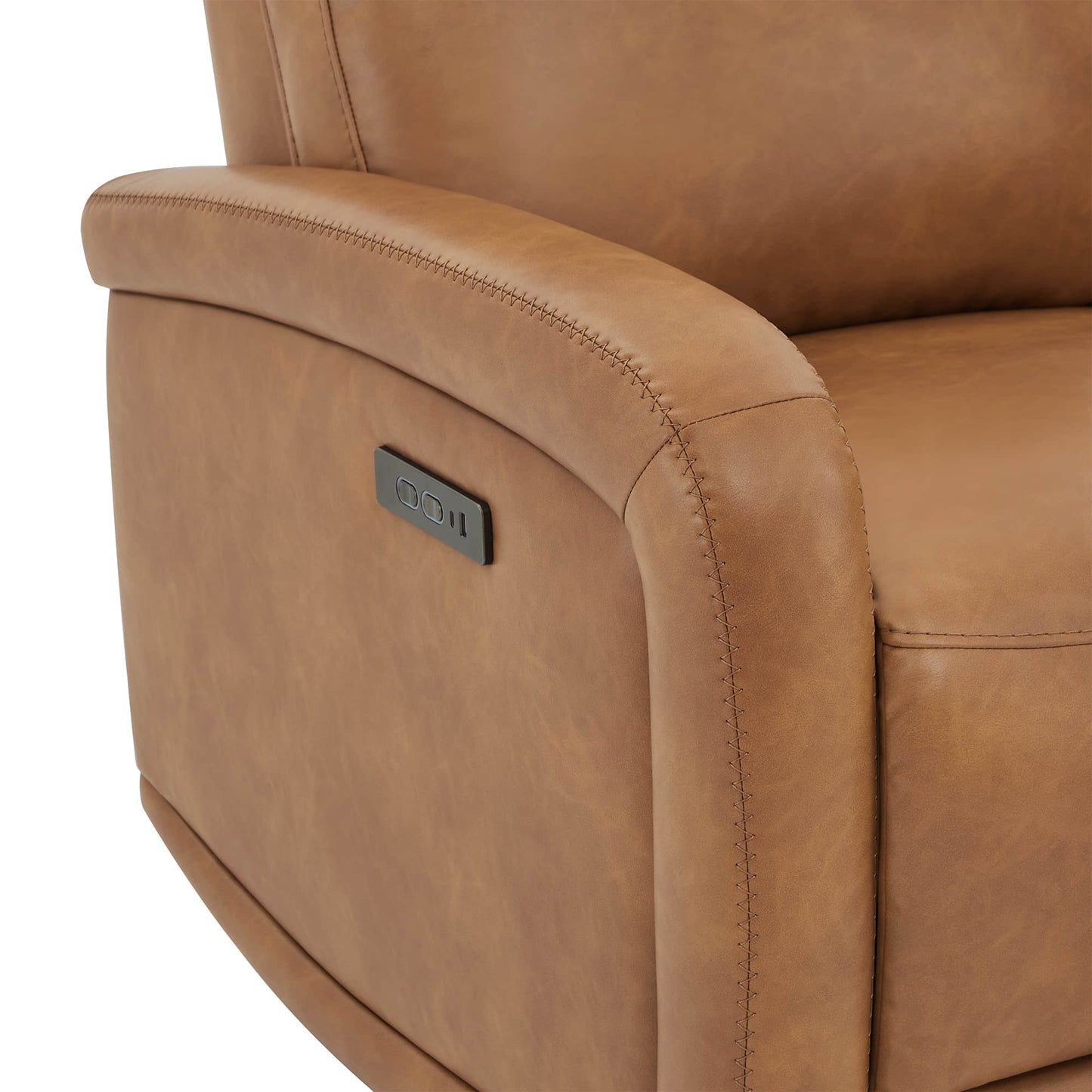 CHITA LIVING-Keni Power Wall Hugger Recliner with Type-C Port-Recliners-Faux leather-Cognac Brown-