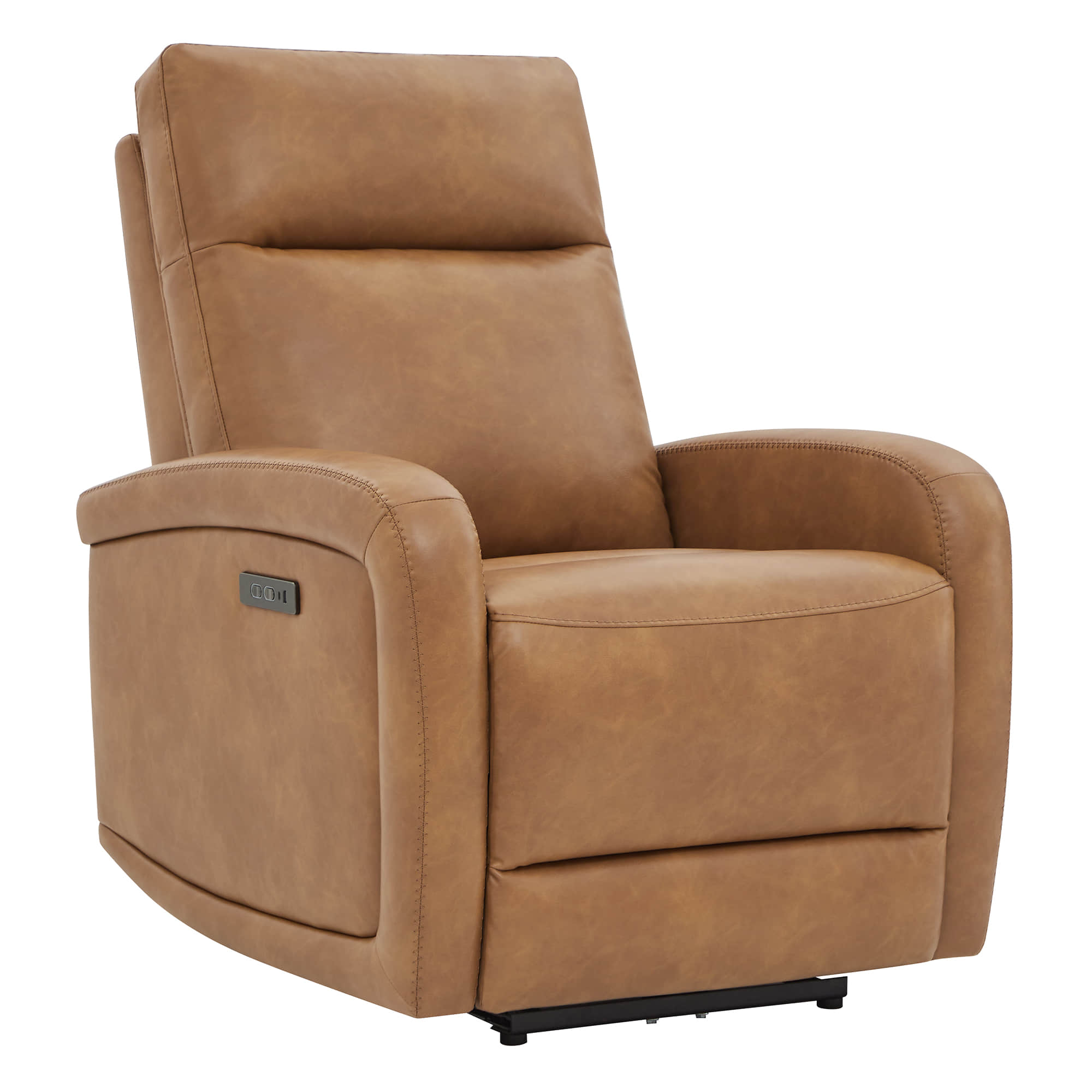 CHITA LIVING-Keni Power Wall Hugger Recliner with Type-C Port-Recliners-Faux leather-Cognac Brown-