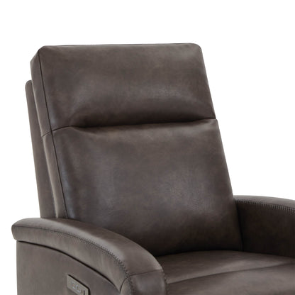 CHITA LIVING-Keni Power Wall Hugger Recliner with Type-C Port-Recliners-Faux leather-Chocolate-